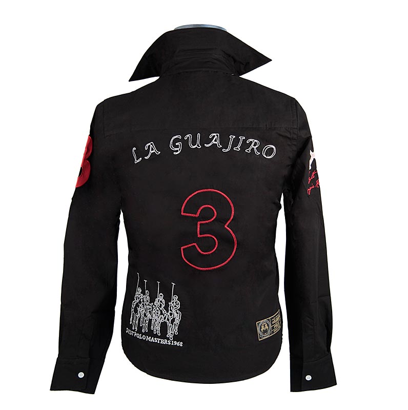 EDITION BOS FOOD Polo La Guajiro, manches longues, noir/rouge, femme taille XL, 1 pc