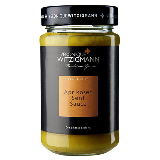 Sauce abricot-moutarde, 225 ml : délicieux complément au plateau de fromages, aux plats de gibier et aux grillades de Véronique Witzigmann, cuisinée à la main avec des herbes et des épices sélectionnées pour leur qualité supérieure, leur soin et leur amour.