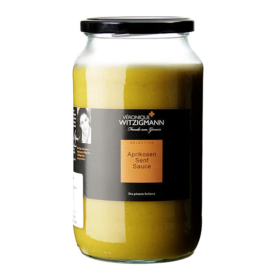 Sauce moutarde aux abricots, 900 ml : un délicieux complément au plateau de fromages, aux plats de gibier ou aux grillades Véronique Witzigmann : pour les créations épicées et piquantes de mon assortiment, je sélectionne pour vous des herbes et des épices de choix Afin de traiter les ingrédients le plus délicatement possible, seules de petites quantités sont cuisinées exclusivement à la main Dans mon assortiment, ce qui compte, c'est la qualité, le soin et l'amour avec lesquels je mets mes produits en conserve Cela se goûte !