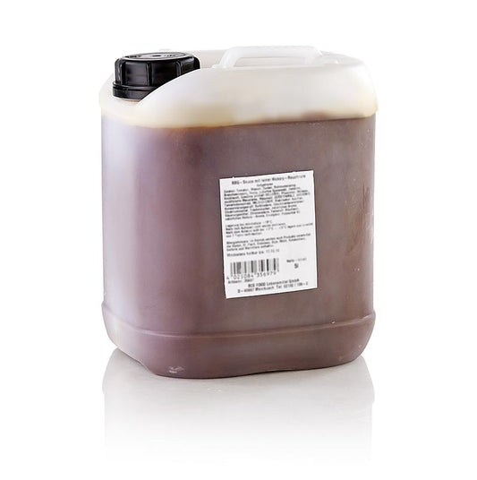 Pattys Currysauce, créée par Patrick Jabs, 5 l - sans gluten et sans lactose, avec une fine note de BBQ indien au curry et à la fumée, idéale pour mariner et servir chaud avec des saucisses au curry, des steaks, des hamburgers, des hot-dogs, de la poitrine de porc grillée et des grillades