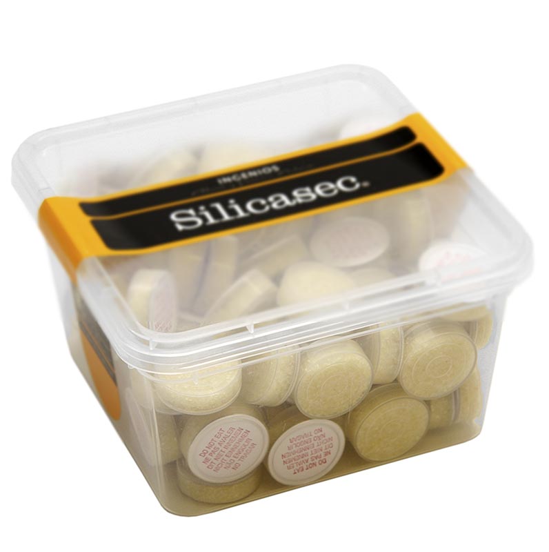 Pastilles déshydratantes jetables pour absorber l'humidité des aliments, idéales pour les herbes aromatiques, les légumes et les préparations de fruits, avec une coloration jaune pour indiquer l'état d'humidité