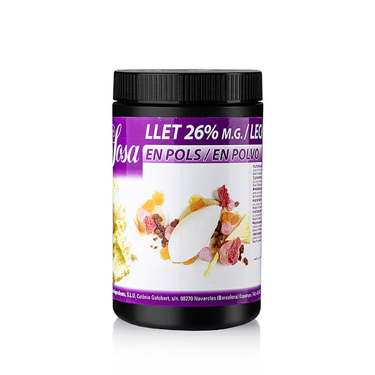 Lait en poudre Sosa , 26% de matières grasses, produit de haute qualité pour des applications culinaires, ingrédient polyvalent pour des sauces crémeuses, des soupes, des desserts et des pâtisseries, goût riche et texture onctueuse, complément indispensable dans votre cuisine, emballage pratique de 500 grammes pour plusieurs préparations, possibilités infinies pour des résultats professionnels