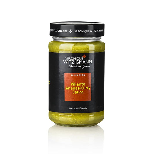 Sauce piquante à l'ananas et au curry, 225 ml - idéale pour les grillades, la raclette, le poisson grillé et la fondue Création faite à la main avec des herbes et des épices sélectionnées par Véronique Witzigmann, la qualité, le soin et l'amour se ressentent à la dégustation