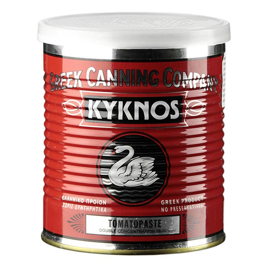 Purée de tomates doublement concentrée de Kyknos en Grèce, 860 g Passage fin, minimum 28% de matière sèche, sans conservateurs