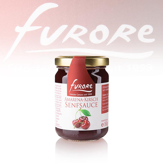 Sauce moutarde à l'amarena et aux cerises avec un arôme typique d'amande, idéale pour les plats au fromage et les escalopes viennoises