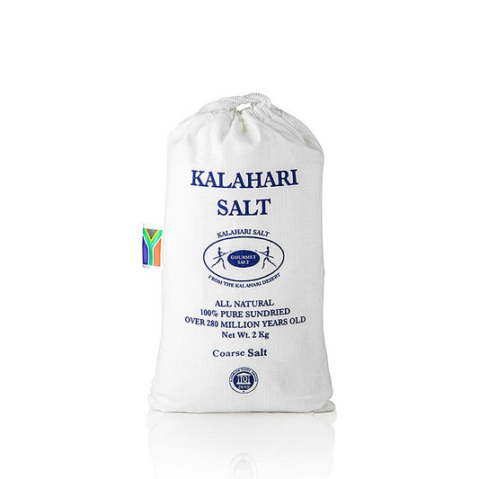 Sel fin et naturel pour gourmets du désert du Kalahari, extrait d'un gisement de sel souterrain vieux de 280 millions d'années, sans anti-agglomérant ni additif, en gros grains pour le moulin à sel ou en grains fins pour l'assaisonnement.
