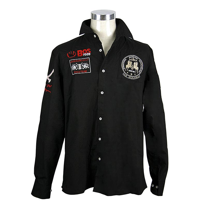 EDITION BOS FOOD Polo La Guajiro, manches longues, noir/rouge, hommes Gr. 4XL, large, 1 pc