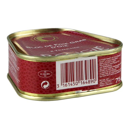 Bloc de foie gras d'oie, foie gras, trapèze, semi-conserve, Rougié, 75 g