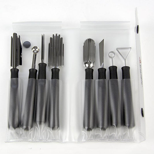 Set de couteaux à découper Special : couteau à découper et à entailler, formeur de boules, acier inoxydable, 8 pièces - Set de 8 pièces avec lames en acier inoxydable et manches en plastique, y compris 5 couteaux à découper, 2 couteaux à entailler et 1 formeur de boules de Triangle Tools, tous munis de la mention Made in Solingen Idéal pour les cuisiniers professionnels et les ménages exigeants du monde entier