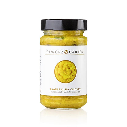 Gewürzgarten Chutney d'ananas au curry, aux amandes, à la fleur de sureau et à la citronnelle, 225 ml