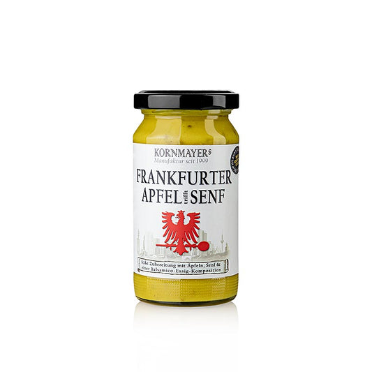Kornmayer - Frankfurter Apfelsenf, süß, 210 ml - Une délicieuse moutarde sucrée à l'arôme de pomme et de cidre, parfaite avec le fromage bleu, le camembert et le vin