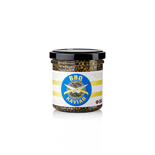 Kornmayer - BBQ-Kaviar (moutarde) de graines de moutarde noire, 160 ml, idéal pour affiner la viande et le poisson grillés ainsi que divers plats selon la recette de l'expert en BBQ Andreas Rummel