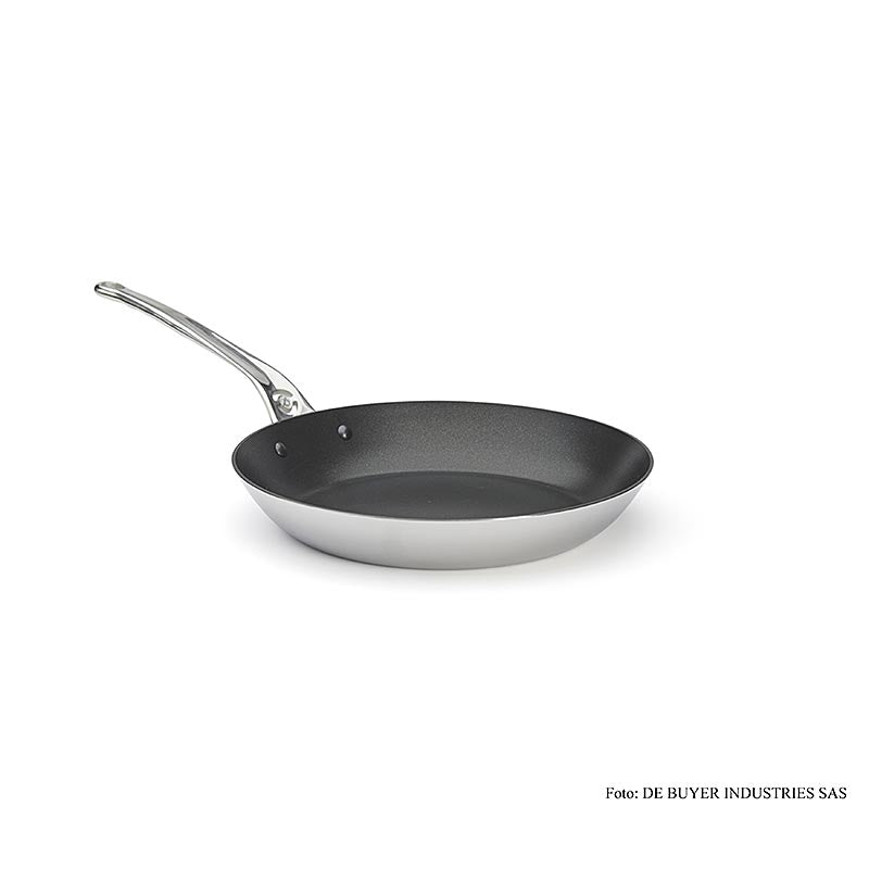 Poêle à frire antiadhésive ø32cm de de Buyer (371832) pour rôtir et cuire facilement, revêtement résistant, poignée ergonomique, convient à toutes les sources de chaleur y compris l'induction, facile à nettoyer