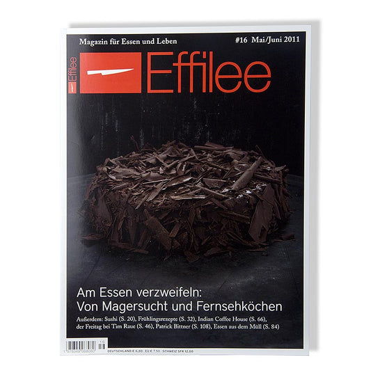 La couverture du 16e numéro du magazine Effilee - Magazine de l'alimentation et de la vie, présente une riche sélection de plats délicieux, d'ingrédients et d'histoires culinaires qui reflètent la passion pour la gastronomie et la culture culinaire.