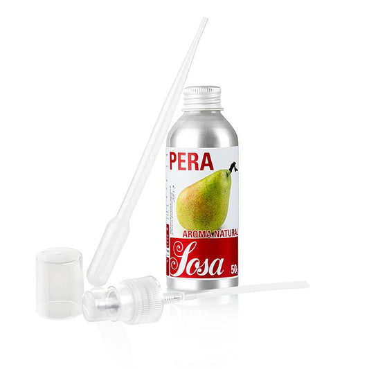 Arôme naturel de poire, liquide, 50 g - Huile aromatique de qualité supérieure pour pâtisserie, goût intense, livrée avec pipette et dispositif de pulvérisation