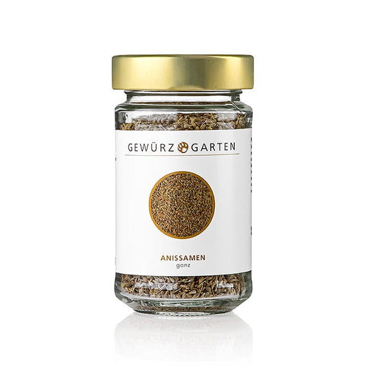 Graines d'anis, entières, 100 g - Jardin des épices - goût doux et épicé avec une note de réglisse, pour la cuisson et l'assaisonnement des salades, soupes, légumes, poissons et volailles Utilisation également dans les boissons alcoolisées comme la sambuca, le pernod ou l'ouzo