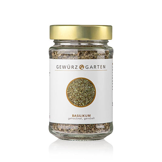 Basilic séché et effeuillé dans le jardin d'épices, 35 g - Parfait pour les plats italiens et asiatiques, le pesto, les sauces chaudes, la viande, les légumes, les salades et plus encore