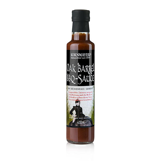 Kornmayer - Oak Barrel BBQ Sauce, 250 ml : Sauce barbecue fine avec des épices et un goût unique grâce à la maturation en fût de chêne
