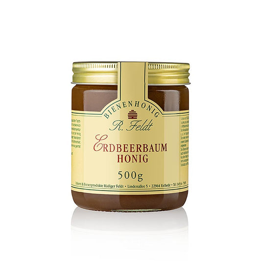 Miel d'arbousier, ambre clair, doux-amer, 500 g