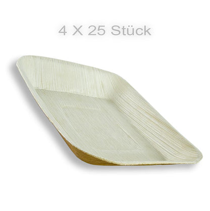 Assiette jetable en feuille de palme, carrée, 17x17cm, 100% compostable, 100 pcs