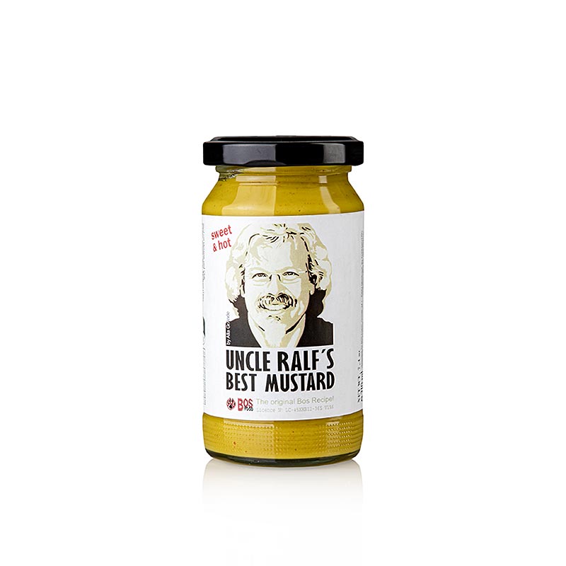 Kornmayer - Onkel Ralfs Bester Senf, süß & scharf, 210 ml - Moutarde douce à la mélasse et aux piments jalapeno pour spareribs, steaks, hot-dogs, burgers, sandwichs, poulet, fruits de mer et salades au goût de Ralf Bos !