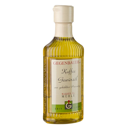 Huile épicée au café, avec huile de graines de tournesol, 250 ml - Huile de qualité supérieure, pressée à froid, à base de graines de tournesol et de café, parfaite pour affiner les salades, les pâtes, le poisson et les plats de viande, ainsi que pour faire revenir et affiner les soupes et les légumes cuits