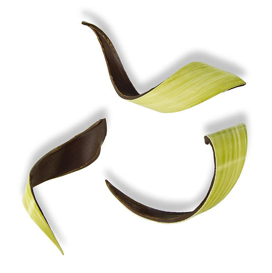 Décorations en chocolat Twist Green avec enrobage vert, chocolat noir, 20x80mm, 130 g, 80 pièces - parfait pour décorer les desserts, la crème, la glace et les gâteaux au design moderne
