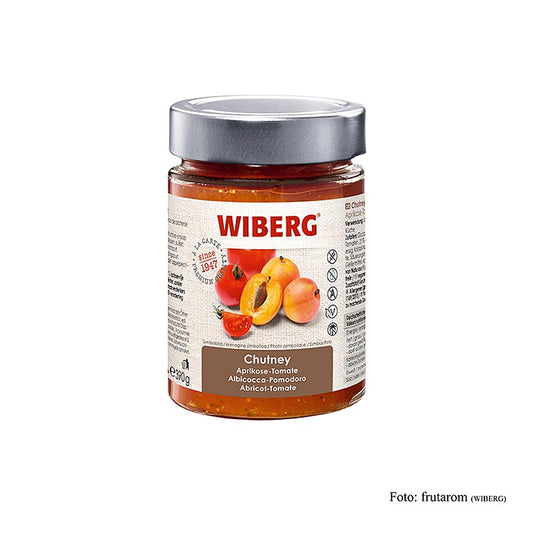 WIBERG Chutney abricot-tomate, 390 g - Goût fruité prononcé d'abricot et de tomate avec un poivre discret, idéal pour agrémenter les entrées et les grillades