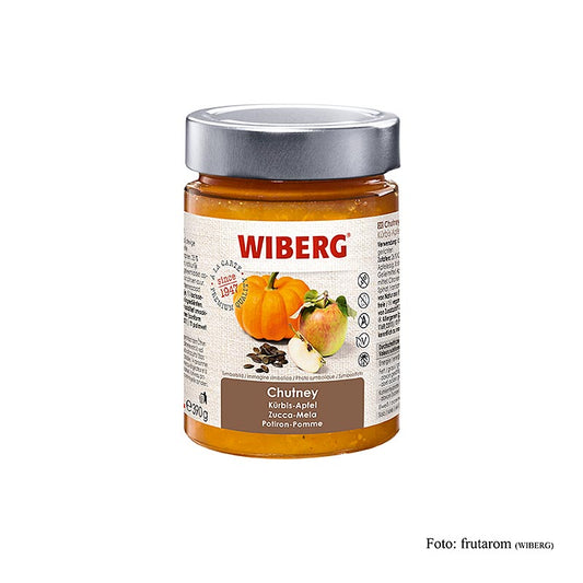 Chutney potiron-pomme, 390 g - Goût puissant de pomme et de potiron, avec des notes de gingembre et de curry, frais avec du vinaigre de pomme doux Idéal pour agrémenter les entrées et les plats principaux, en particulier le gibier, le gibier à plumes et les spécialités de bœuf Sans gluten et sans ajout d'exhausteurs de goût
