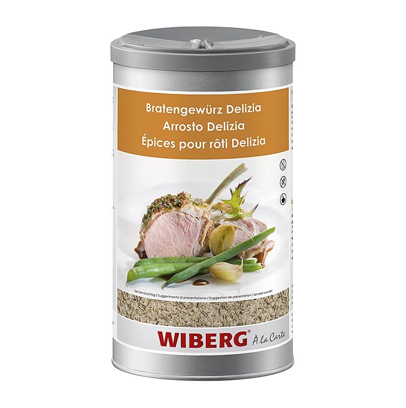 Wiberg Bratengewürz Delizia, Gewürzsalz, 950 g - Sel d'assaisonnement Delizia avec une note discrète d'herbes, parfait pour assaisonner les rôtis