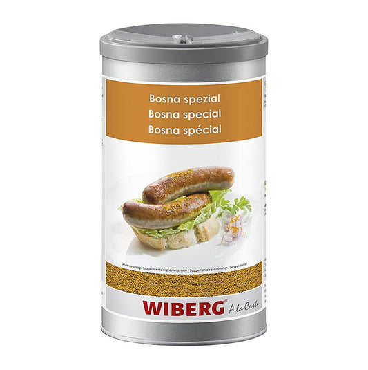 Mélange d'épices Wiberg Bosna Spécial, 480g - fort et épicé avec un goût intense de curry, de moutarde et de piment, idéal pour les plats de riz, de pâtes et de légumes, le poisson, les ragoûts de volaille et de viande ainsi que les sauces froides et chaudes