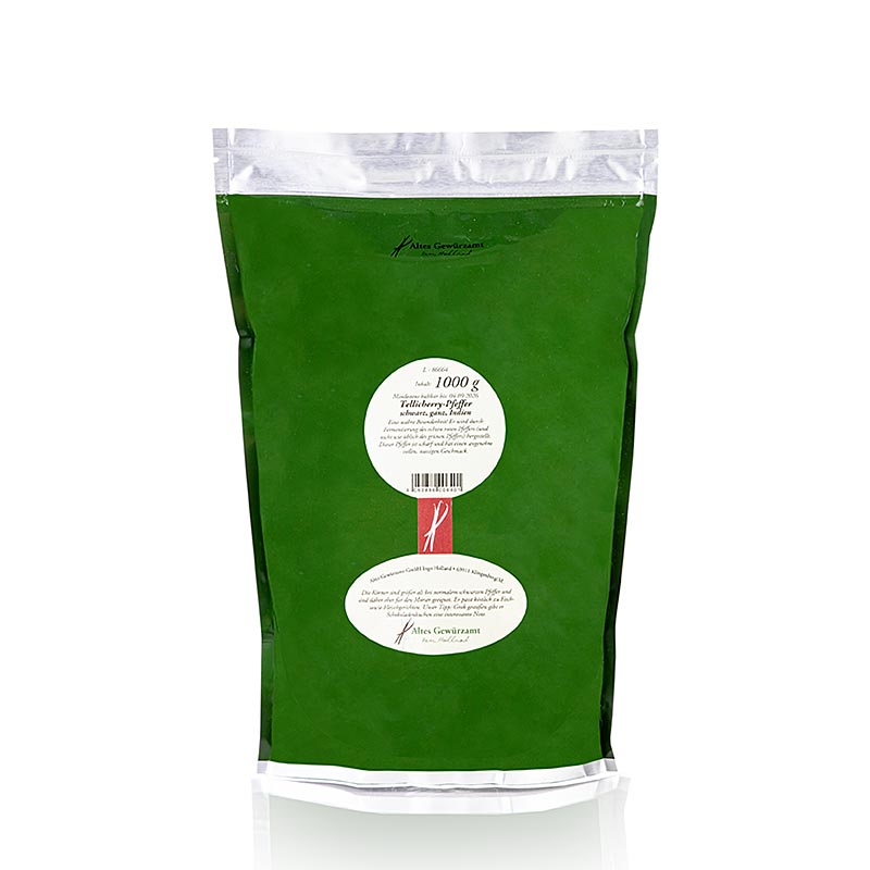 Poivre de Tellicherry, poivre noir, grains de poivre entiers en paquet de 1 kg de Altes Gewürzamt