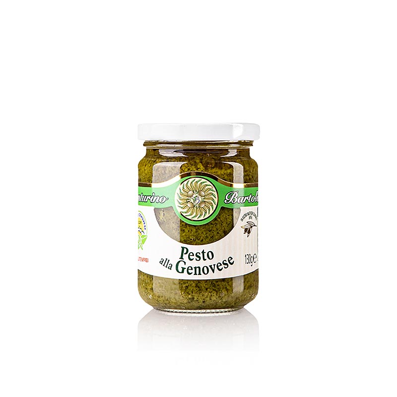 Pesto alla Genovese, sauce au basilic, Venturino, 130 g - Pesto italien au basilic de Genova DOP, huile d'olive, ail, pignons de pin, noix de cajou, grana padano et pecorino, parfait pour les pâtes, les plats de viande ou les crostini