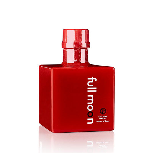 Vinaigre balsamique Full Moon Gran Reserva, 12 ans, Pedro Ximénez, Pago Baldios, 200 ml - Description du produit : Un vinaigre balsamique fruité et puissant, élaboré à partir de raisins Pedro Ximenez sélectionnés à la main, vieilli pendant 12 ans en fûts de chêne américain selon la méthode Criadera et Solera Idéal pour accompagner les plats de poisson, le canard, les salades de fruits et pour mariner la viande.