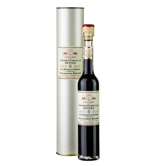 Balsamico Incanto Gentile Condimento, 6 ans, 100 ml - vinaigre balsamique doux et moelleux, vieilli en fûts de bois, avec moins de 6% d'acidité, idéal pour les salades et les plats principaux