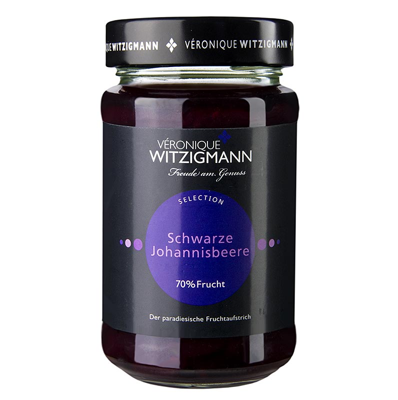 Cassis - Pâte à tartiner aux fruits, 225 g de Véronique Witzigmann : pâte à tartiner artisanale à base de groseilles finement épicées et d'ingrédients soigneusement sélectionnés.