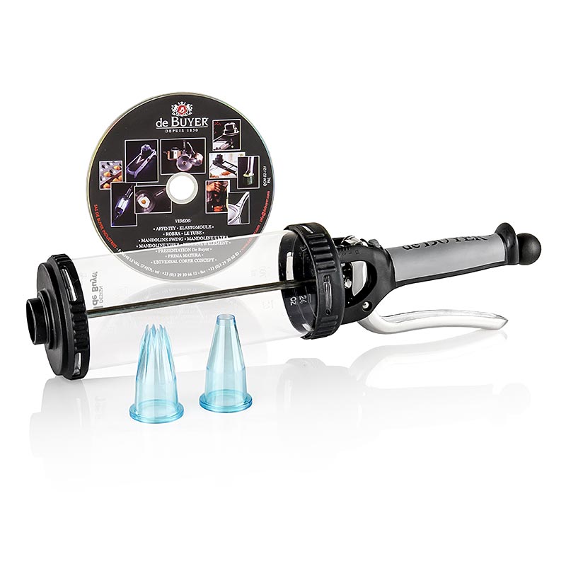 deBUYER Seringue de cuisine Le Tube pour doser & garnir, 0,75 l, avec 2 douilles, 1 pc, pulvérisateur de haute qualité pour des présentations créatives de mousses, sauces, crèmes et pâtes, facile à nettoyer, parfait pour un usage professionnel et privé