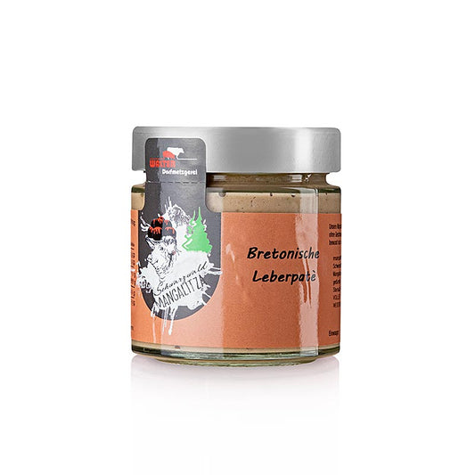 Pâté de foie breton, porc laineux Mangalitza, 150 g - Pâté de foie artisanal à base de viande de porc laineux sélectionnée et de foie de porc laineux frais, affiné avec des oignons, des épices, du calvados et du muscadet, fabriqué dans la boucherie de village badoise Walter