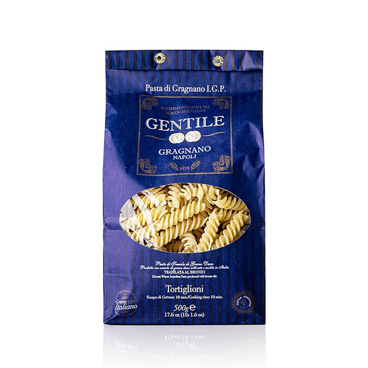 Pâtes de Gragnano produites par Pastificio Gentile, 500 g, étirées au bronze, certifiées IGP, à base de semoule de blé dur des Pouilles, production traditionnelle