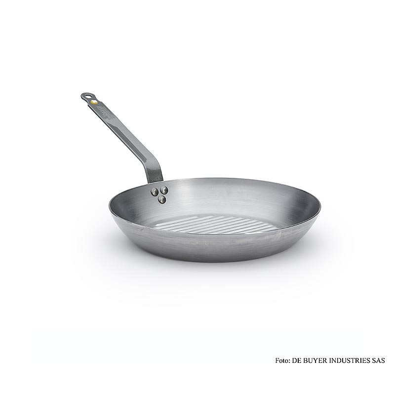 deBUYER "Mineral B Element" Poêle en fer avec fond gril, ø 32cm, 4,2cm de haut, 1 pc