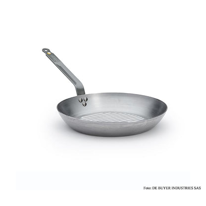 deBUYER "Mineral B Element" Poêle en fer avec fond gril, ø 32cm, 4,2cm de haut, 1 pc