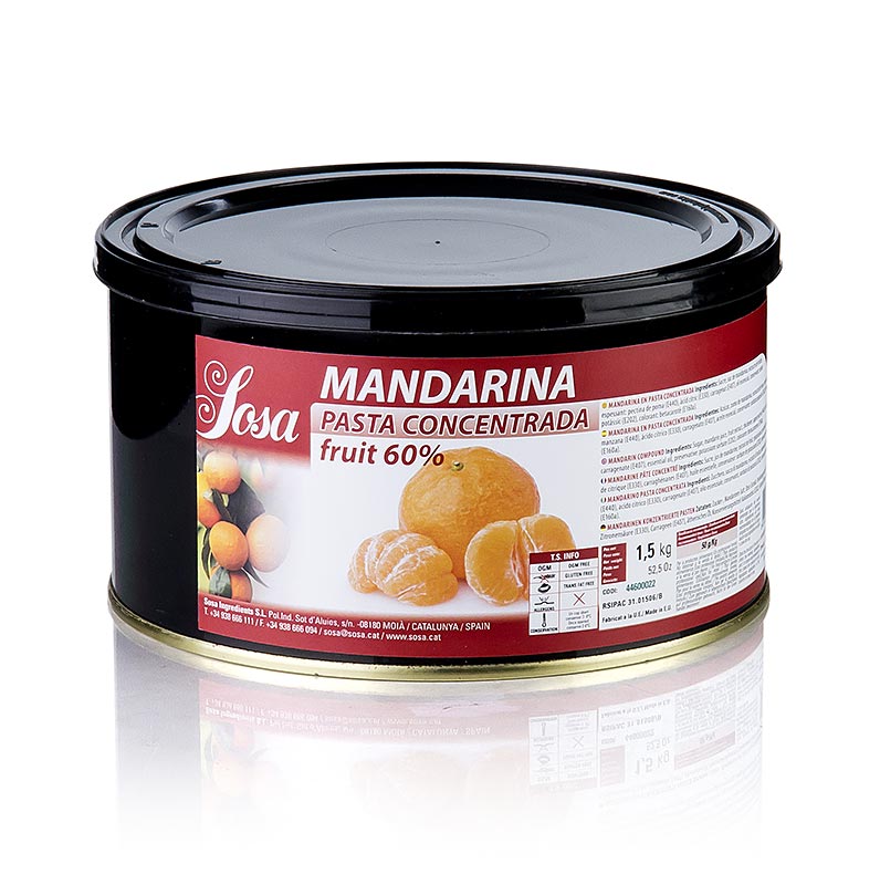 Pâte Sosa - Mandarines, 1,5 kg : pâte fruitée et aromatique de mandarines mûres