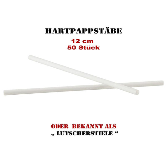 Bâtonnets en carton dur, bâtonnets de sucettes (blancs), émoussés des deux côtés, ø ca 3,8mm, 12cm, 50 pcs - Usages multiples pour rouler la barbe à papa, pour enfiler, pour décorer, etc.