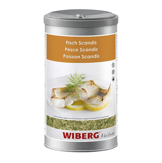 Wiberg Fisch Scandis, sel d'assaisonnement aux herbes, 700 g - Sel d'assaisonnement fin, légèrement épicé, avec un agréable goût de poivre et de gingembre et une fine note d'herbes, idéal pour les poissons d'eau douce et d'eau de mer