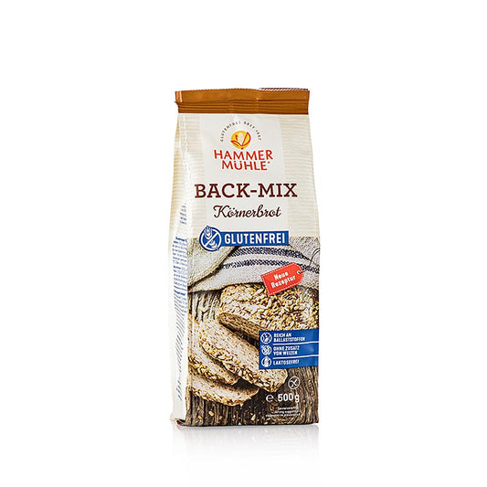 Back-Mix Pain aux céréales, mélange à cuire sans gluten de Hammermühle, 500 g - Confectionner facilement soi-même des pains frais dans le four ou dans la machine à pain automatique