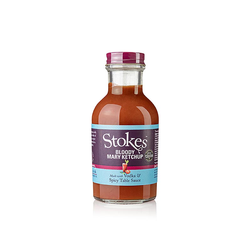 Stokes Bloody Mary Tomatoketchup, piquant, 256 ml - Délicieux mélange de tomates mûres, de vodka et d'agrumes, idéal comme dip, sur les burgers ou pour aromatiser les Bloody Mary, dans une bouteille à écraser pratique de 256 ml