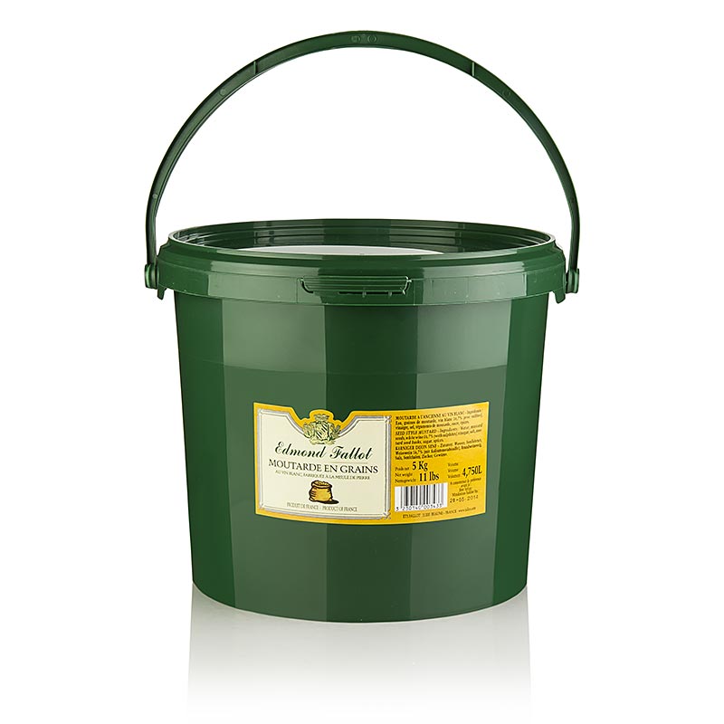 Moutarde à gros grains, idéale pour frotter les rôtis et mariner les poissons et les viandes (moutarde Rôtisseur) - Fallot, 4,75 L