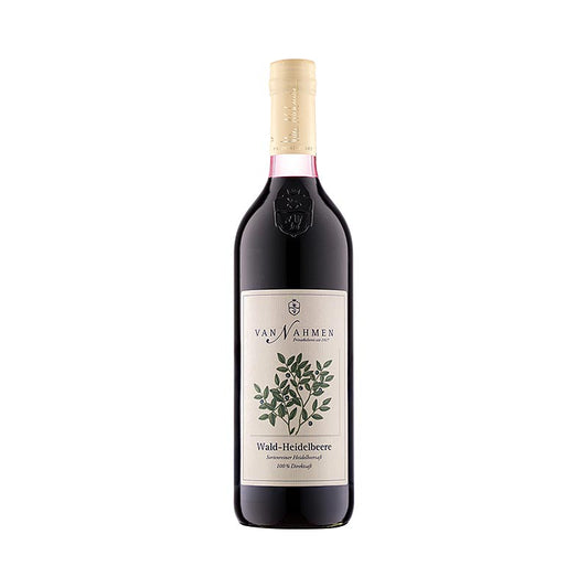 100% pur jus de myrtilles des bois bio, produit par van Nahmen, avec un potentiel antioxydant accru