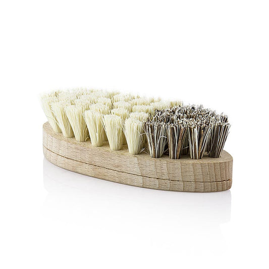 Brosse à légumes en bois de hêtre avec des poils d'agave et de palmier fabriqués à la main pour le nettoyage des légumes-racines, peut être utilisée à sec ou mouillée