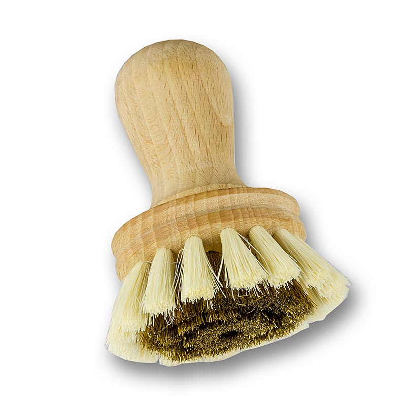 Gratte-casserole fait main en bois de hêtre huilé avec des poils d'agave, ustensile de cuisine de grande qualité